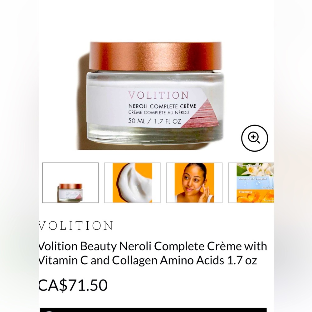BNIB VOLITION NEROLI COMPLETE CREAM WITH VITAMIN C AND VEGAN COLLAGEN